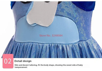 New Bluey Anime Summer Girl Suspender Dress Cute Bingo Kids Birthday Party Evening Dress Princess Dress Girl Surprise Gift