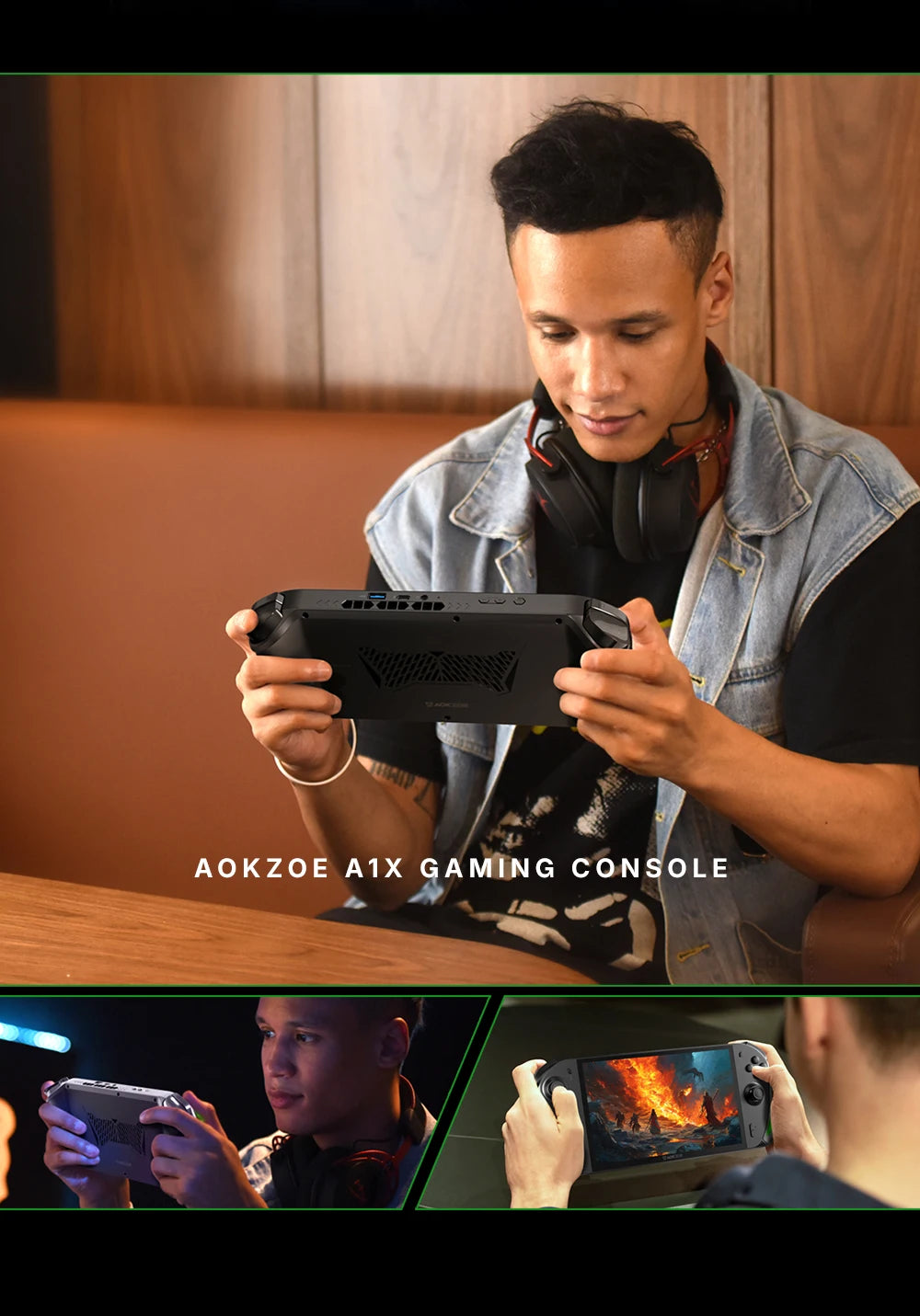 AOKZOE A1X AMD AI 9 HX 370 PC Game Console 8 Inch Native Landscape Screen Windows Handheld Laptops VRR 72.7Wh For Steam 3A Game