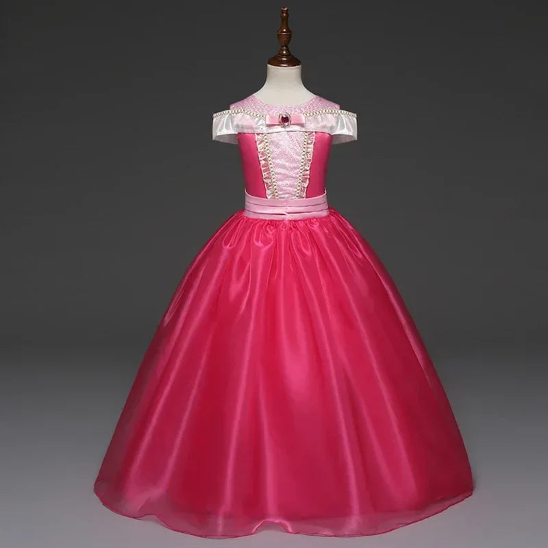 Fantasy Girls Sleeping Beauty Aurora Cosplay Princess Dress Kids Halloween Carnival Birthday Costume Party Clothing 3-10Years