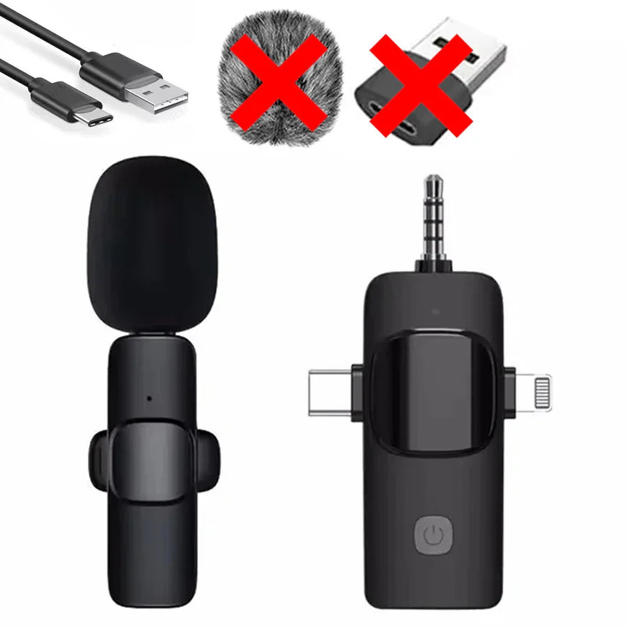 Lavalier Professional Dual Wireless Lapel Microphone Mic For iPhone Android Phone Mobile Cell PC Tie Buttonhole Micro Microphon