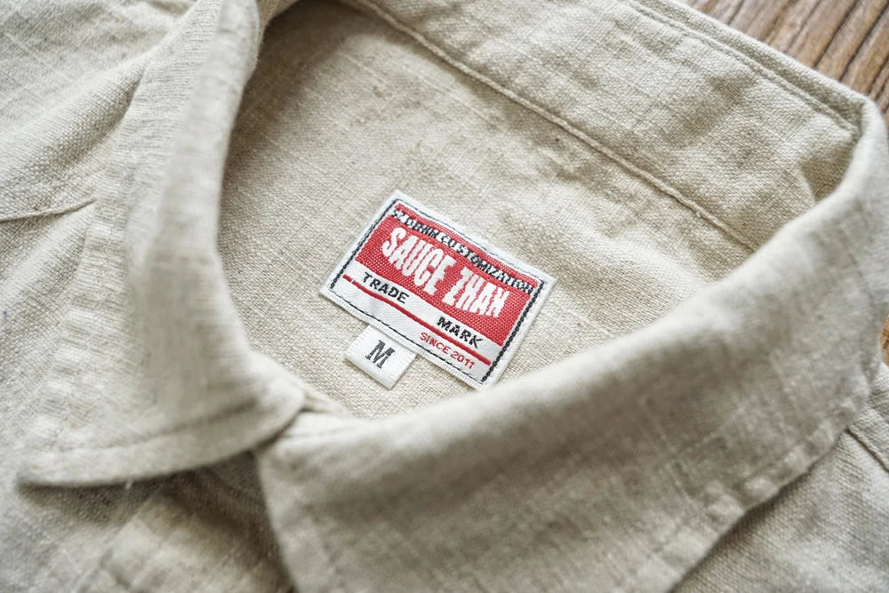 Western Sle Linen irt Men's Casual Long Sve Pure Color Loose Fit Classic Collar Button down Trendy Khaki irt