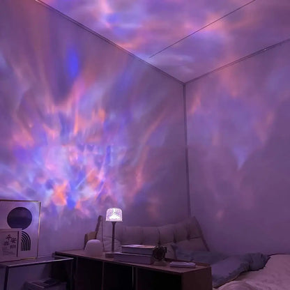 High Footed LED Atmosphere Desk Lamp Water Ripple Touch/Remote Control Projection Night Light Non-slip Bottom Romantic