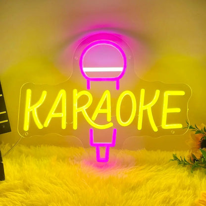Karaoke Night Neon Sign LED Dimmable Neon Light for Live on Air Music Room Bar Open Music Studio Game Room Party Wall Decor Gift