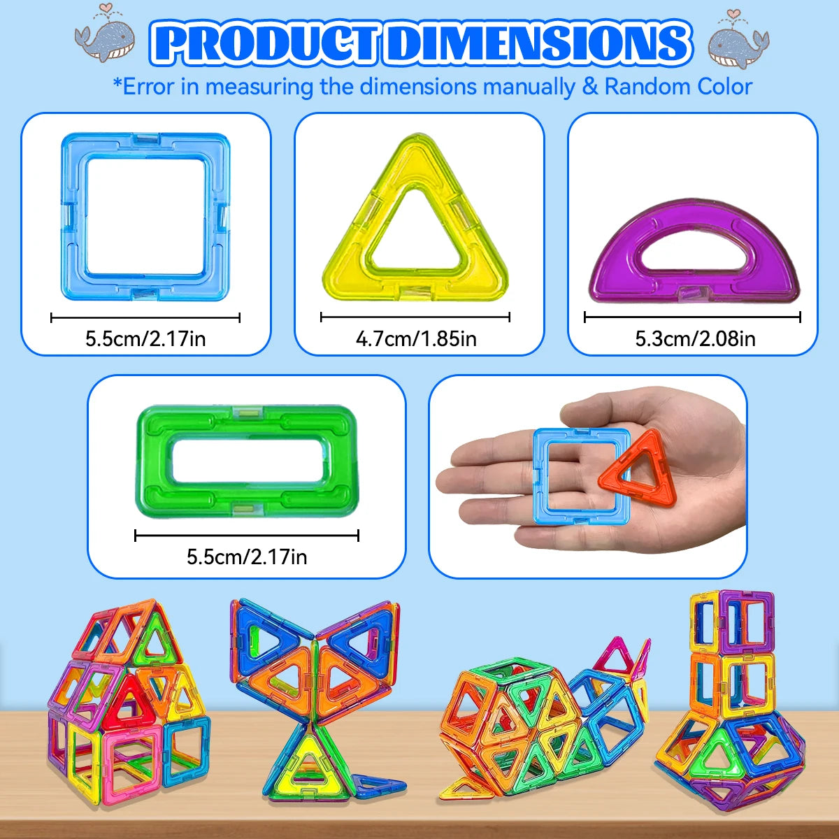 Blocs de construction magnétiques de taille moyenne, jeu de construction magnétique à monter soi-même, jeu de construction pour enfants, cadeau pour enfants, jouet cadeau d'anniversaire ou d'Halloween