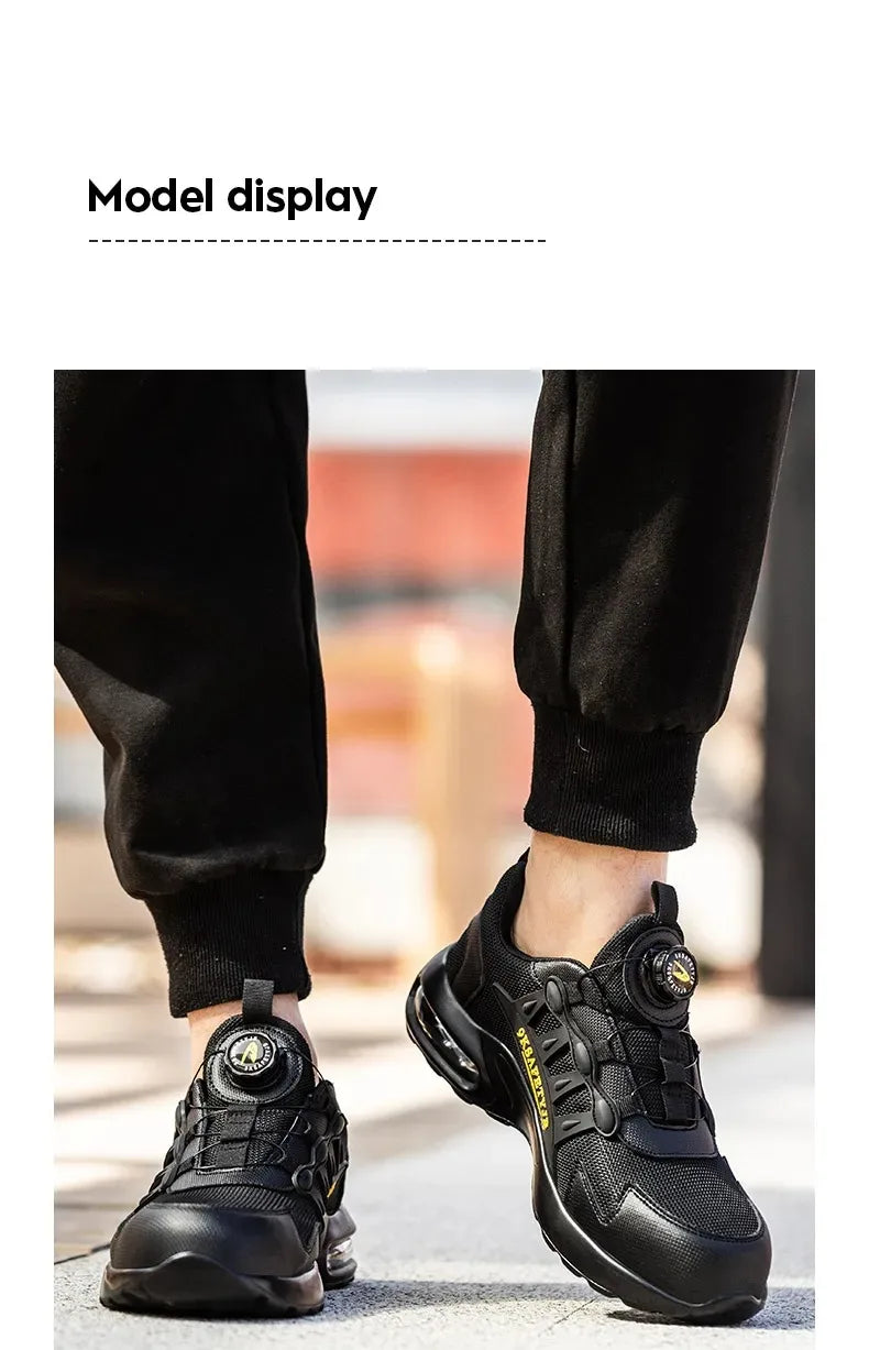 YIZHONCO Autumn Safety Shoes BOA Men Sneakers Steel Toe Cap Shoe Work Shoes Puncture-Proof Work Safety Shoes Boots