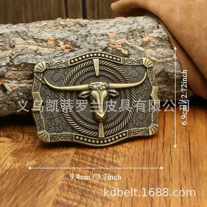 Ceinture ajustable en cuir style cowboy western, style punk, estampage en alliage, boucle de ceinture rétro américaine pour homme, accessoire de mode