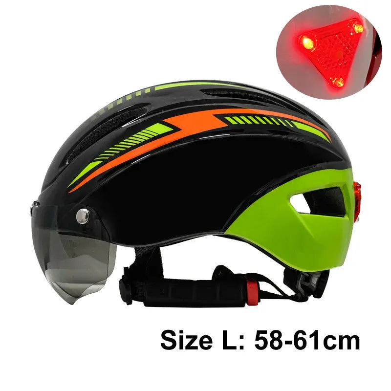 Casque de vélo avec lumière LED pour hommes et femmes, casque de vélo à lentille magnétique, route, montagne, équitation, sports de vélo, planche à roulettes, scooter