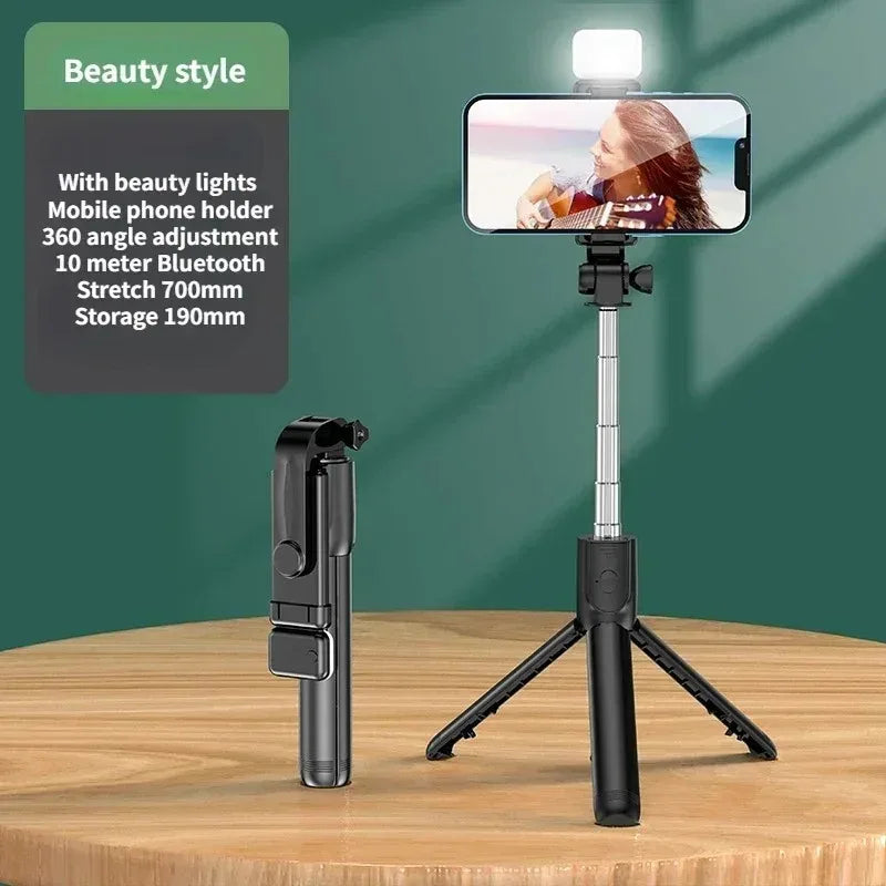 Trépied sans fil pour perche à Selfie, avec télécommande Bluetooth légère, extensible, pour iPhone, téléphone portable, Tiktok, Streaming en direct