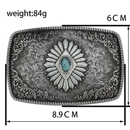 Ceinture classique en cuir véritable avec boucle en émail saphir et motif floral sculpté en argent pour femmes et hommes, cadeau