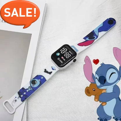 New Stitch cartoon color printed student LED electronic watch fashionable printed square Y1 button electronic watch