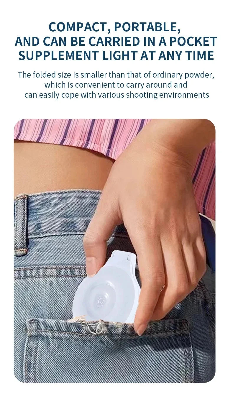 Lampe LED magnétique de poche pour Selfie, pour IPhone, IPad, téléphone portable, ordinateur portable, remplissage Flash, vidéo, Photo, lampe de photographie