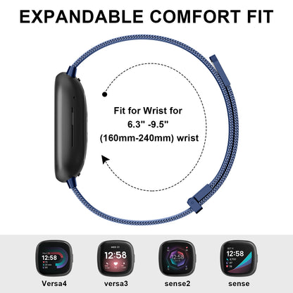 Bracelet magnétique en métal pour Fitbit Versa 3/4, bracelet de rechange milanais pour Fitbit Versa Sense/Sense 2