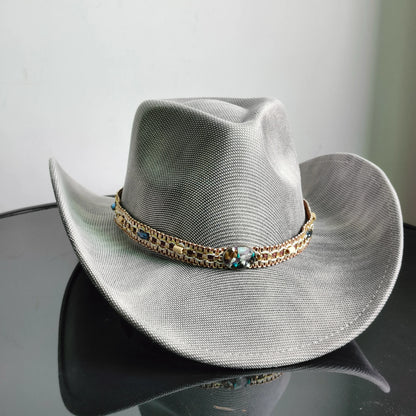 Faux Leather Western Cowboy Hats Men Women retro cowboy hats big brim cowgirl hat knight hat men chapeau ковбойская