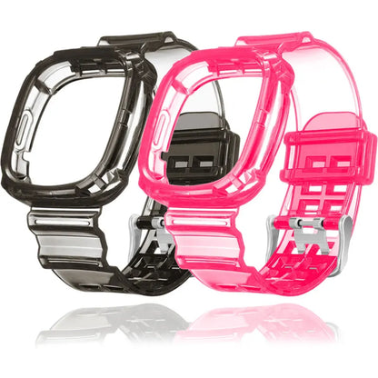 Watchband Case for Fitbit Versa 4 Versa 3 Adjustable TPU Rugged Smart Watch Clear Protective Cover Wristband for Fitbit Versa 3