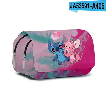 Anime Stitch Fully Printed Flap Pen Bag Stationery Box Pencil Case Primary and Secondary School Student School Bag Cartoon