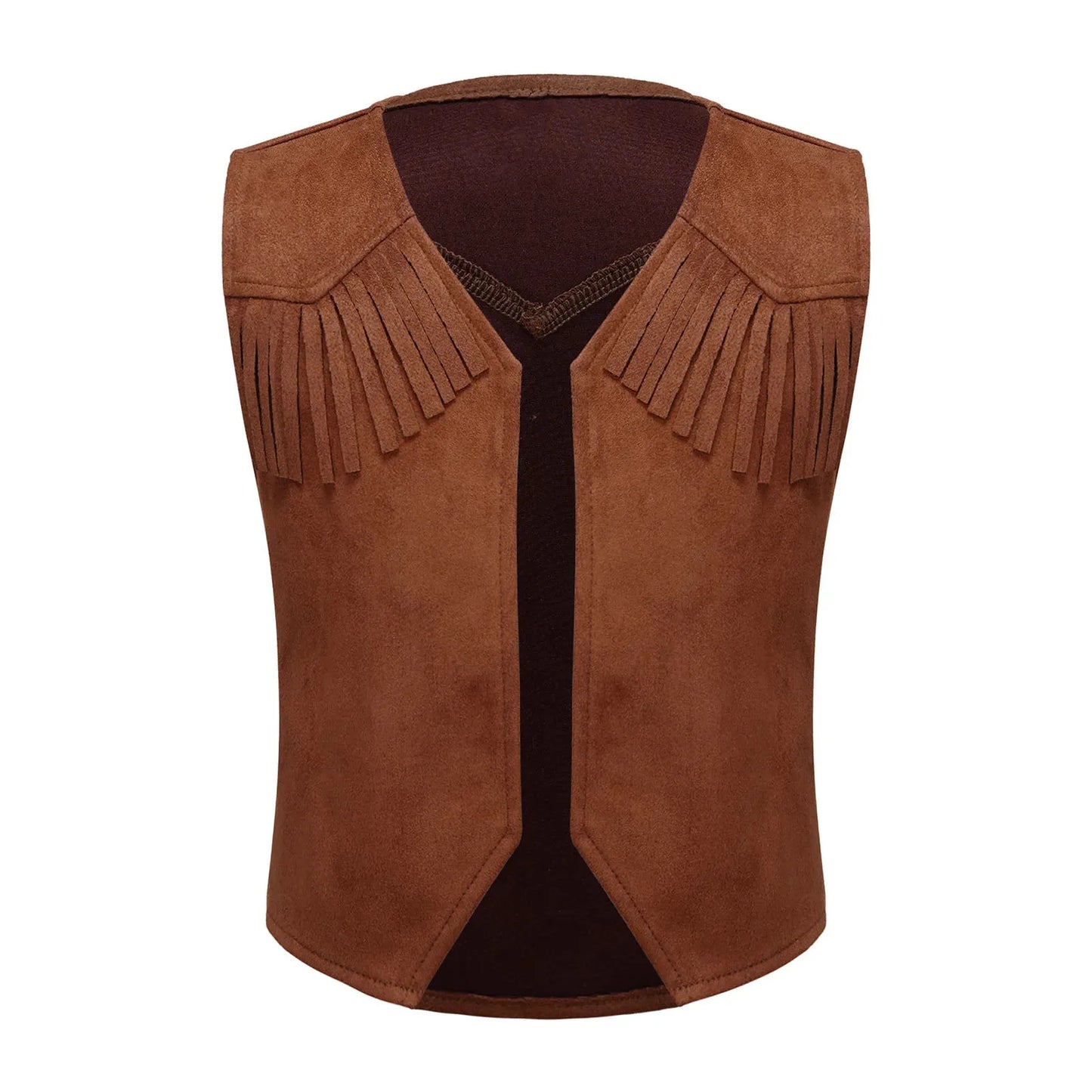 Costume de cow-boy et de cow-girl du Far West, déguisement d'Halloween, gilet sans manches à franges avec bandana et chapeau
