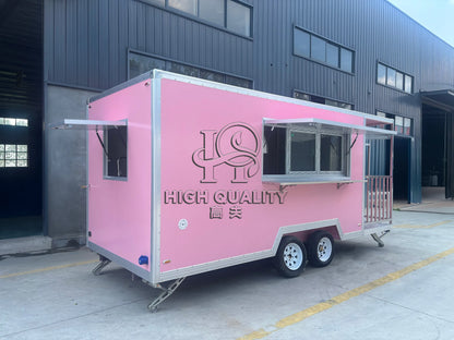 Pink Trailer for Sale New Food Truck Mobile Fast Food Cart Outdoor Kitchen Ice Cream Pizza Trailer Usa Standard