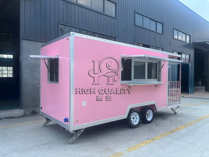 Pink Trailer for Sale New Food Truck Mobile Fast Food Cart Outdoor Kitchen Ice Cream Pizza Trailer Usa Standard