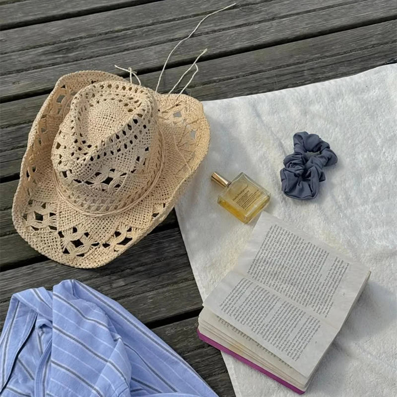 Chapeau de cowboy pour femme, casquette de cow-girl , accessoires pour les vacances, chapeau de paille