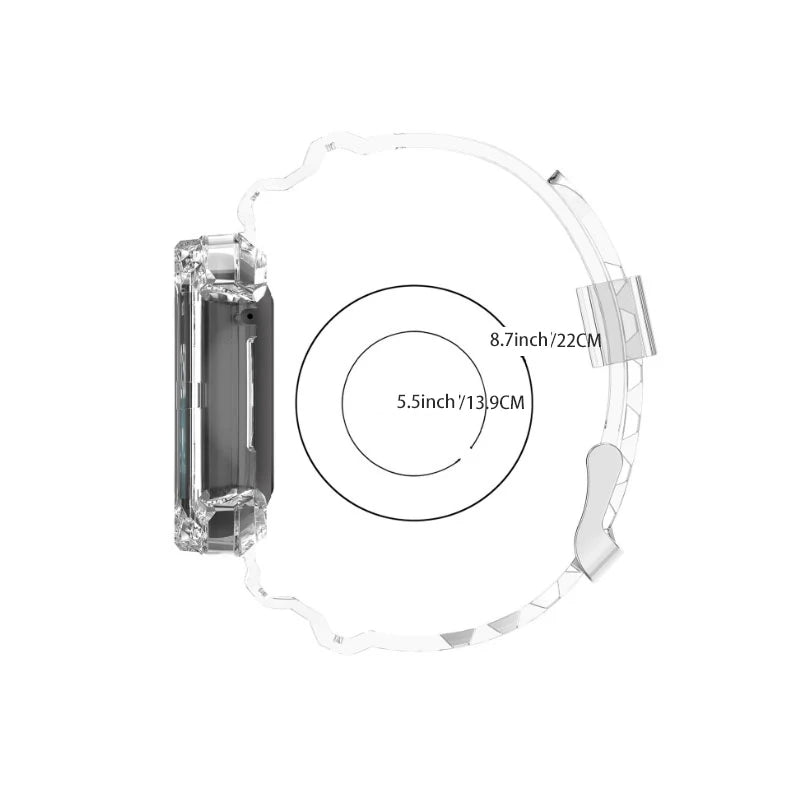 Watchband Case for Fitbit Versa 4 Versa 3 Adjustable TPU Rugged Smart Watch Clear Protective Cover Wristband for Fitbit Versa 3