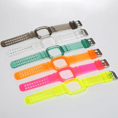 Watchband Case for Fitbit Versa 4 Versa 3 Adjustable TPU Rugged Smart Watch Clear Protective Cover Wristband for Fitbit Versa 3