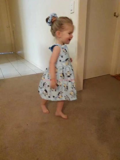 Robe d'été sans manches pour filles, motif animé, mignonne, imprimée, nœud, princesse, cadeau d'anniversaire, 90-130 cm