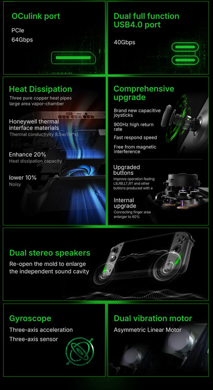 AOKZOE A1X AMD AI 9 HX 370 PC Game Console 8 Inch Native Landscape Screen Windows Handheld Laptops VRR 72.7Wh For Steam 3A Game