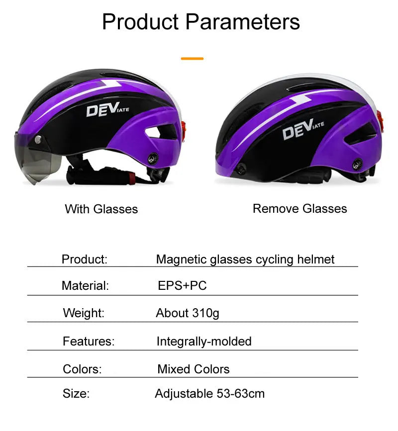 Casque de vélo avec lumière LED pour hommes et femmes, casque de vélo à lentille magnétique, route, montagne, équitation, sports de vélo, planche à roulettes, scooter