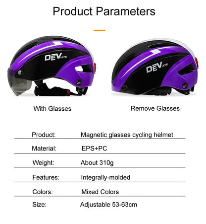 Casque de vélo avec lumière LED pour hommes et femmes, casque de vélo à lentille magnétique, route, montagne, équitation, sports de vélo, planche à roulettes, scooter