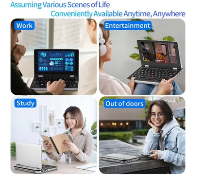 7 Inch Mini Laptop 16G 1TB N95 Notebook IPS Touch Screen Portable Netbook Win 11 Pro Mini PC Micro Computer Bluetooth 4.2
