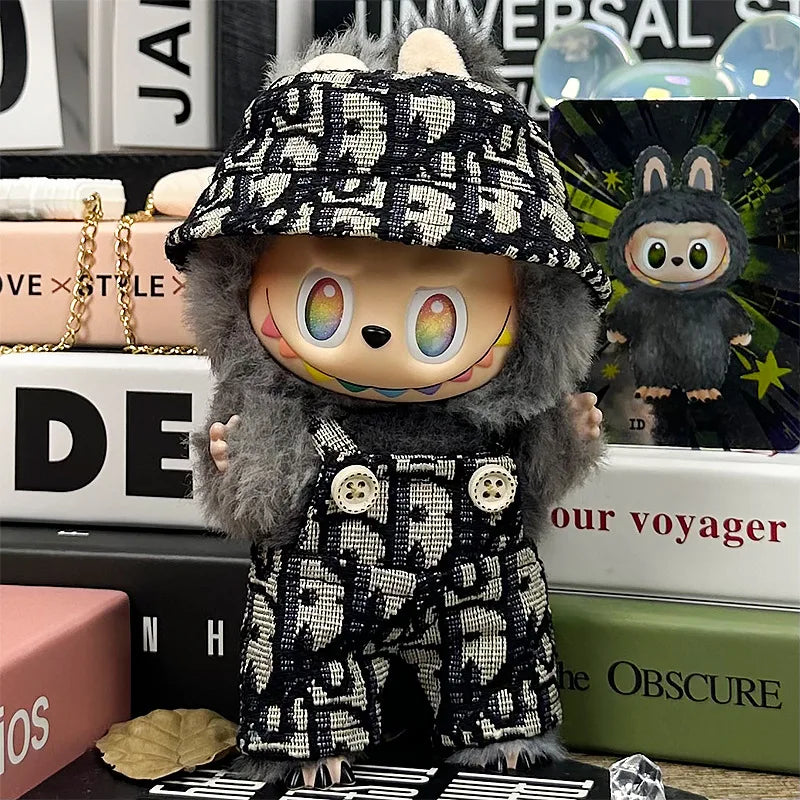 For 15-17cm Labubu Luxury Dress Set Fashion Clothes Pants Hat Outfit  Labubu V1 V2 Doll DIY  Clothing designer Toys Accessories