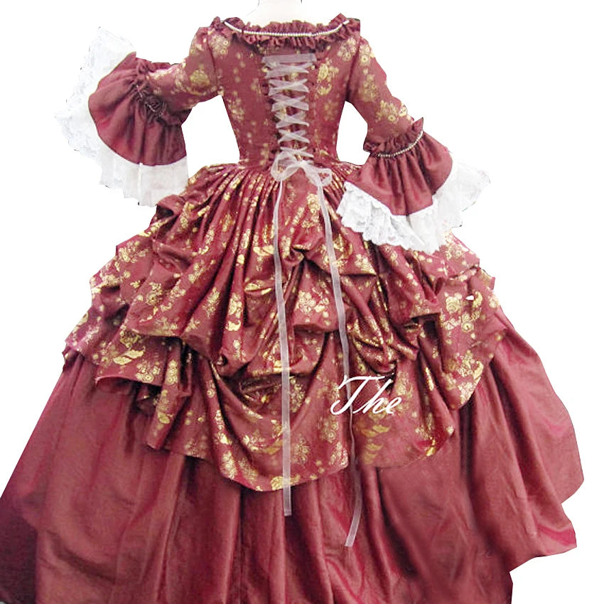 Robe de Bal Baroque - Robe Princesse Historique - Robe Versailles - Style Marie-Antoinette en satin géorgien pour adulte, robe de soirée victorienne pour femme