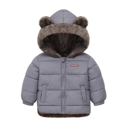 -30℃ Winter Lamb Wool Jackets Baby Girls Plus Velvet Thick Coats Children Hooded Cold Weather Outwear Boys Cotton Clothes 1-6Y