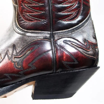 Pointed Toe Embroidered Mid-Calf Boots Snake Print Western Cowboy Men Botines Color-Blocked Slip-On Chelsea Cool Botas Femininas