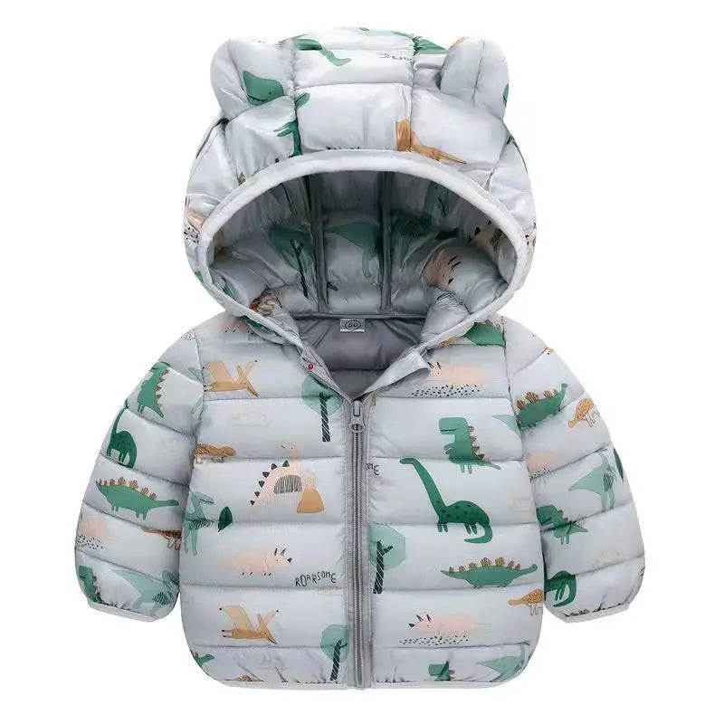 1-6T Winter Baby Girls Boy Clothes Coats Down Cotton Cartoon Hooded Children's Jackets Casual Snowsuit Overalls Toddler Costume