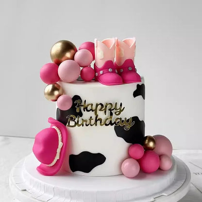 Cowboy Cake Topper Cowboy Hat and Boot Balls Cake Decorations Western Cowboy Birthday Baby Shower Party Decorations (Brown)