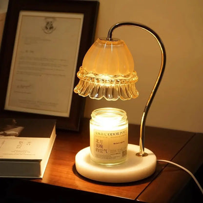 Lampe de bureau à bougie d'aromathérapie avec diffuseur d'arômes en marbre, minuterie d'éclairage à heure fixe, éclairage d'ambiance d'aromathérapie