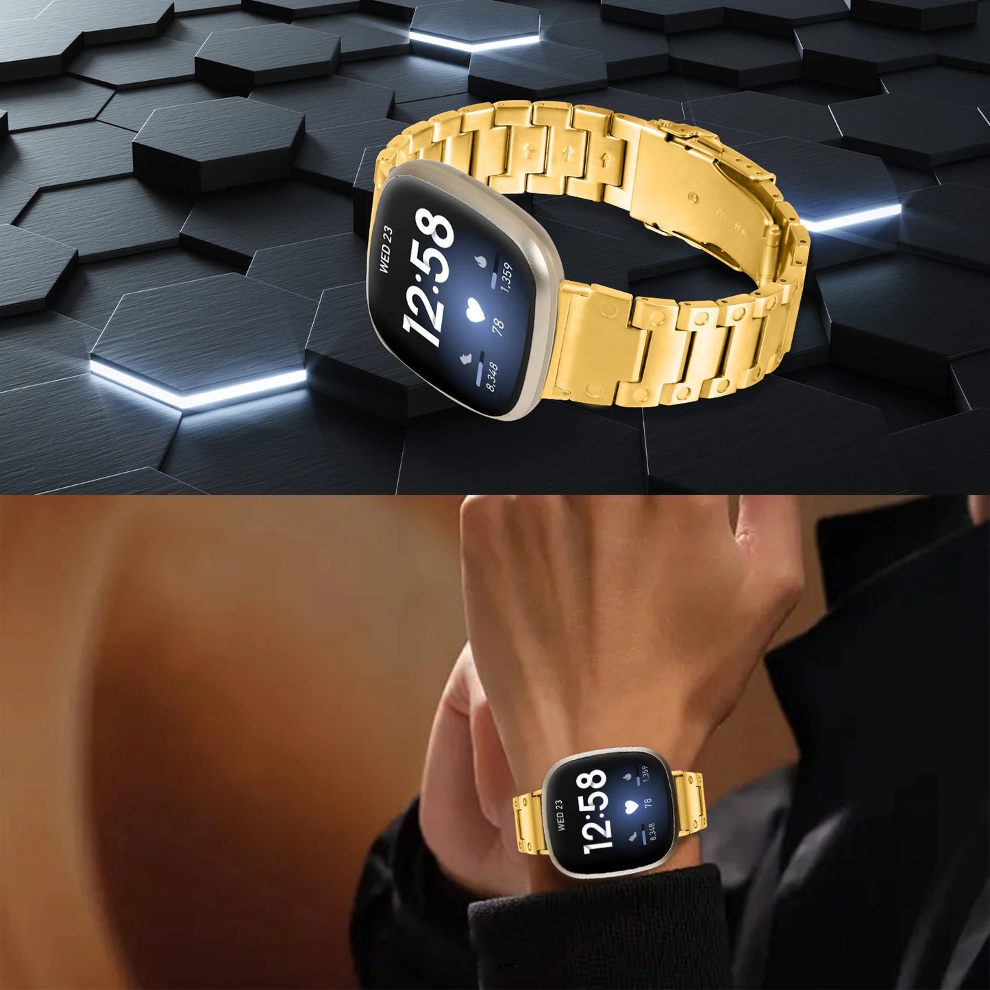 Stainless Steel Strap For Fitbit Versa 4 Sense 2 Watch Metal Wristband Loop For Fitbit Versa 3 Sense Replacement Bracelet Band