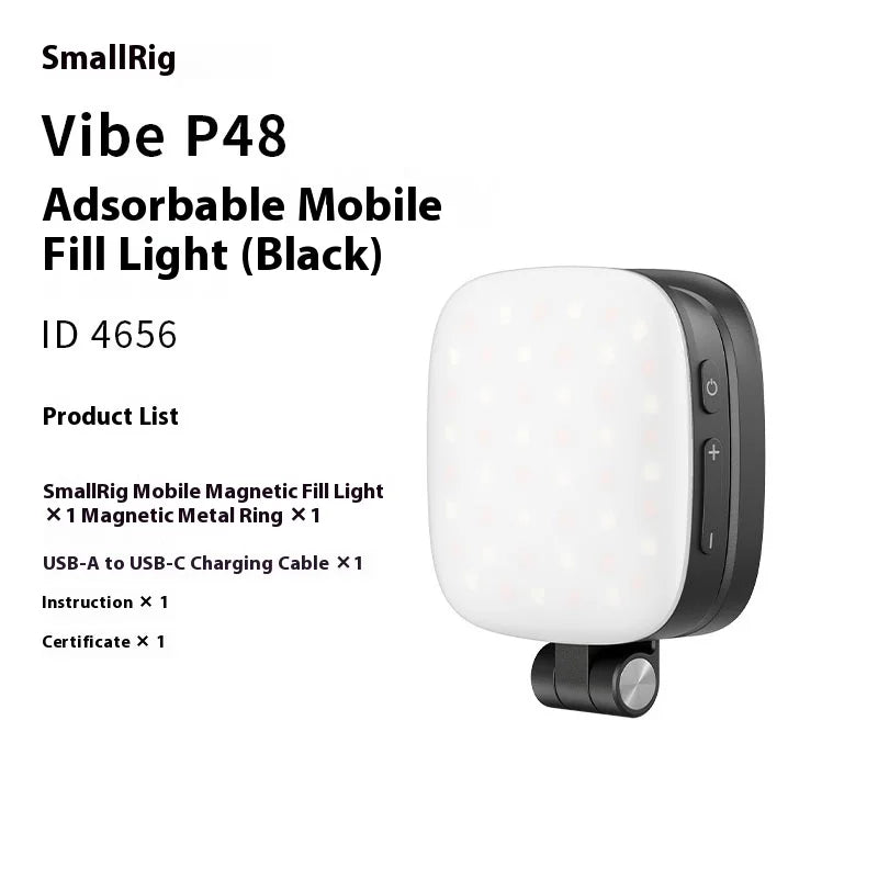 SmallRig Magnetic Phone Light,P48 Bi-Color Dimmable LED Fill-Light Foldable MagSafe Beauty Lamp Soft Panel,for IPhone16/Android