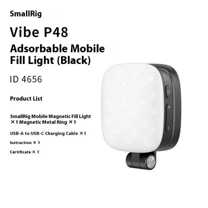 SmallRig Magnetic Phone Light,P48 Bi-Color Dimmable LED Fill-Light Foldable MagSafe Beauty Lamp Soft Panel,for IPhone16/Android