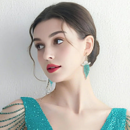 Western Cowgirl Dangle Earrings Enamel Hat Sparkly Rhinestone Tassel Pendant Prom Country Concerts Rodeo Cowboy Women Jewelry