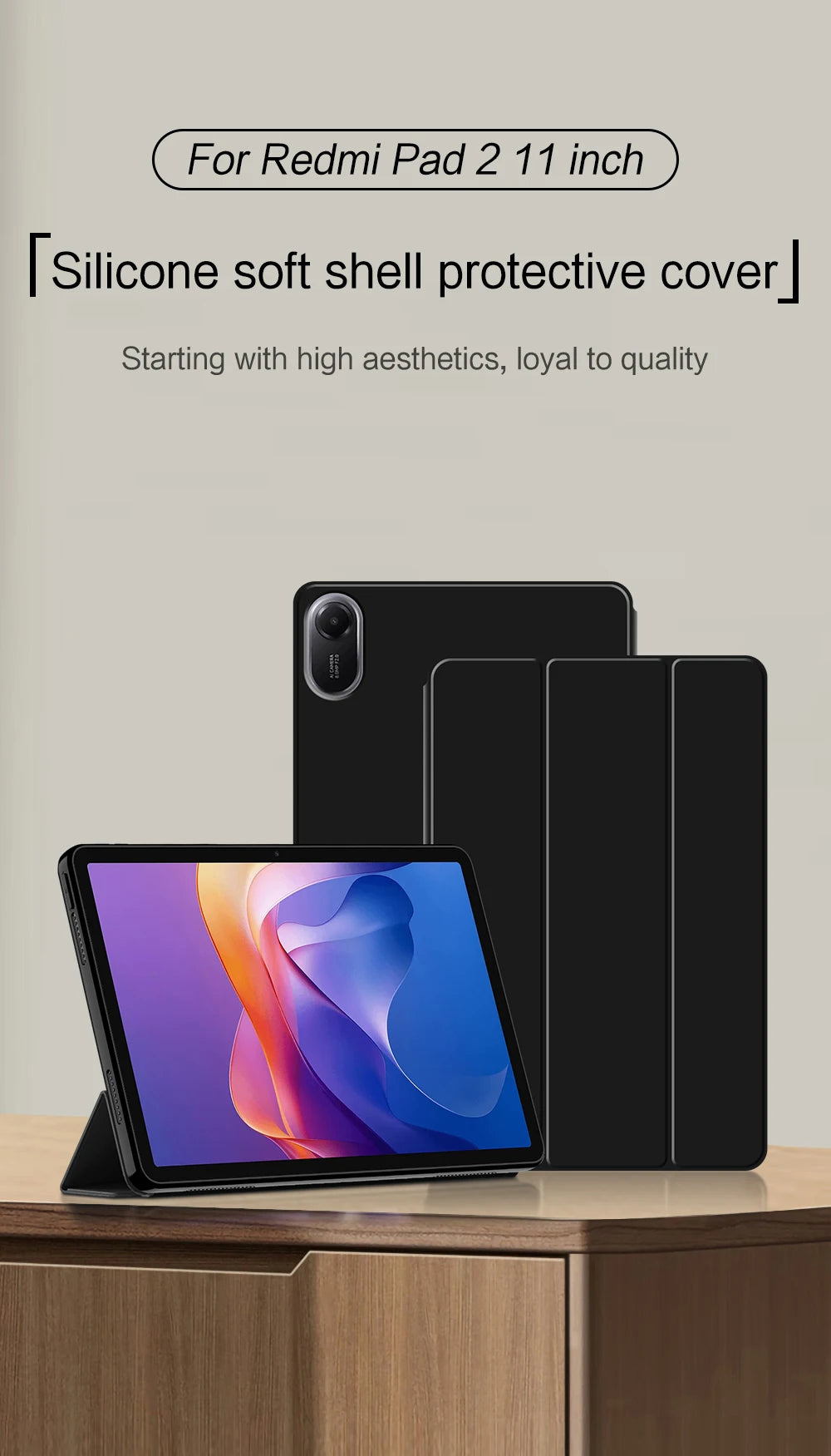 HUWEI Case For Xiaomi Redmi Pad 2 2025 Flip Stand Cover for Redmi Pad 2 Pad2 Case Red Mi Pad 2 11 inch Tablet Case TPU Shell