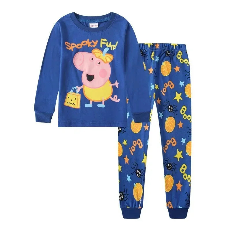 Cartoon Peppa Pig Pajamas Set Boys and Girls Home Clothes George Movable Doll Kawaii Cartoon Cosplay Children's Pajamas Set