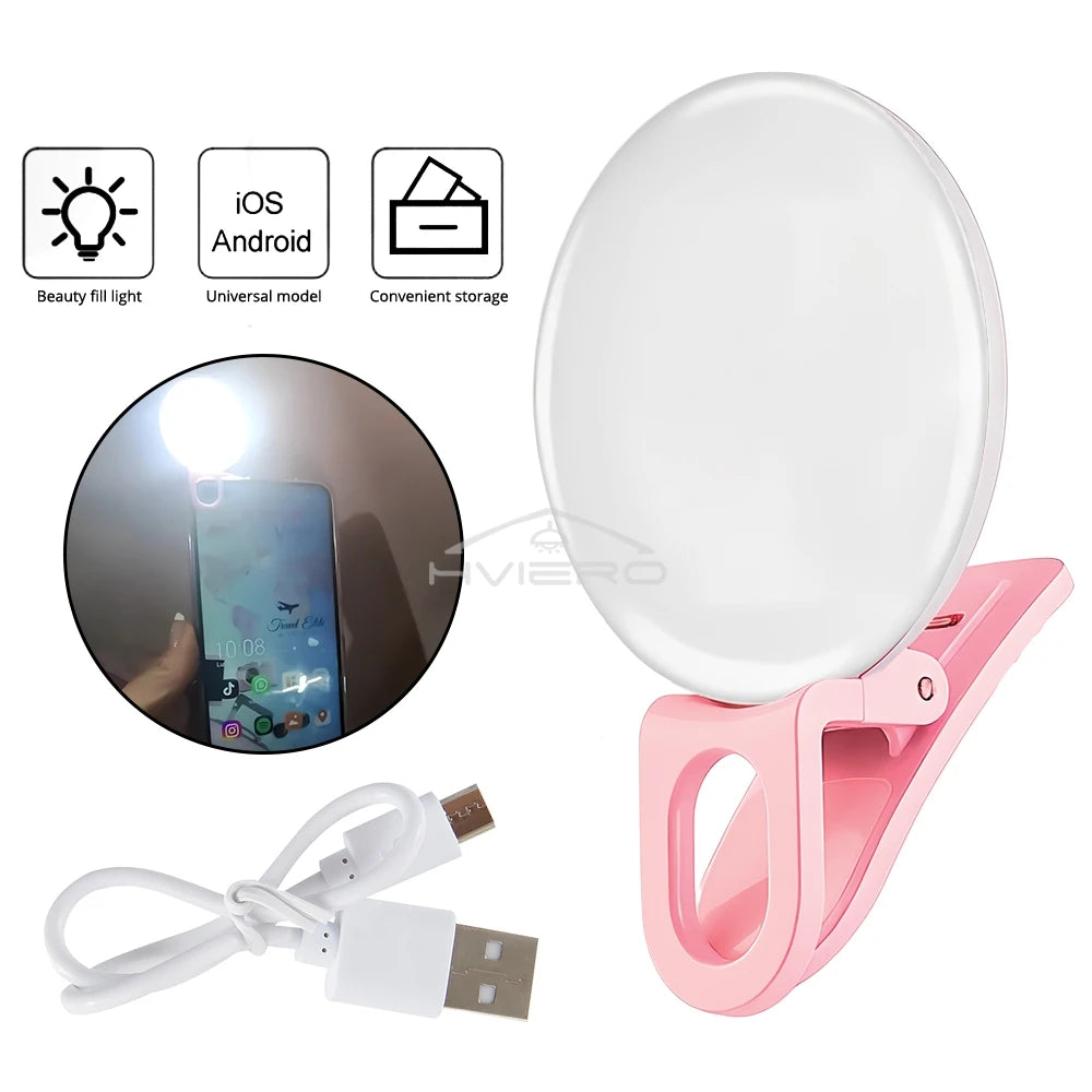 Anneau lumineux Led pour Selfie, Rechargeable par USB, lumières de remplissage, luminosité chaude et froide réglable, pour appareil Photo, vidéo, accessoires de Streaming en direct