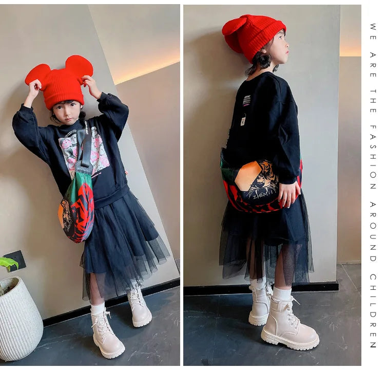 Kids Leather Chelsea Boots Waterproof Non-slip Autumn Winter Plush Warm Snow Boots Children Casual Sneakers Fashion Shoes Girls