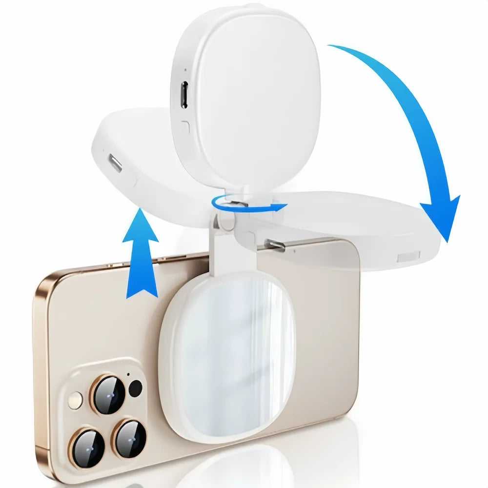 Magnetic Selfie Light, Phone Light Compatible with MagSafe IPhone,  360° LED Selfie Ring Fill Light with Mirror for Selfies/Vlog