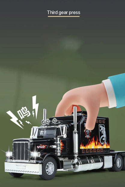 1/24 American Tractor Peterbilt 389 Alloy Simulation Diecast Model Car Collection Christmas Gifts Sound & Light Toys For Kids