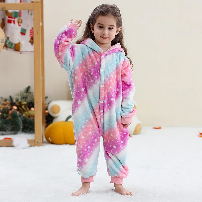 Pyjama en flanelle de carnaval pour enfants, combinaison, combinaison, dessin animé, vêtements d'hiver, Halloween, pour garçons et filles, famille