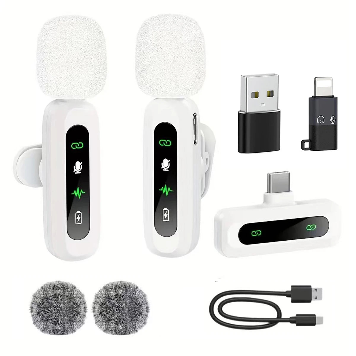 Microphone Lavalier sans fil pour iPhone Android PC enregistrement Audio vidéo suppression du bruit micros à clipser pour Tiktok en direct YouTube