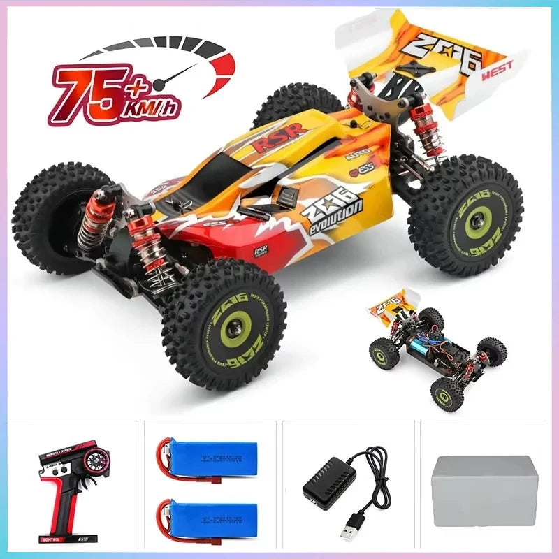 WLtoys 124016 124017 V8 75 km/h Voiture télécommandée électrique 4x4 sans balais haute vitesse tout-terrain Drift pour adultes